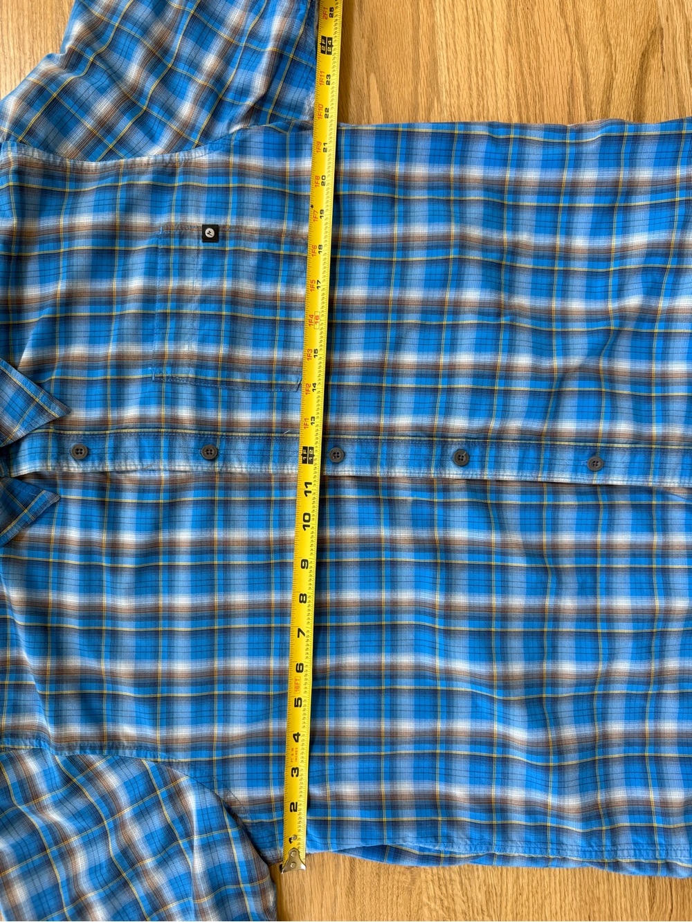Marmot Blue Plaid Short Sleeve Shirt Large - Picture 8 of 9